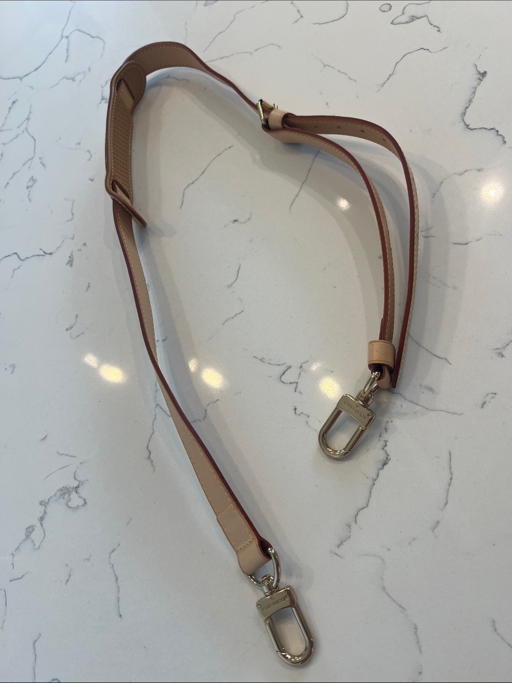 Louis Vuitton Beige/Tan Adjustable Leather Shoulder Strap with Gold Hardware
